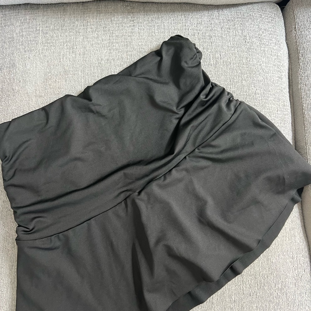 SHEIN Black Bubble Mini Skirt with Asymmetrical Ruched Design